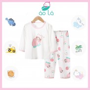Đồ ngủ cho bé vải thun cotton Áo Lá Homewear, đồ bộ dài tay bé trai bé gái