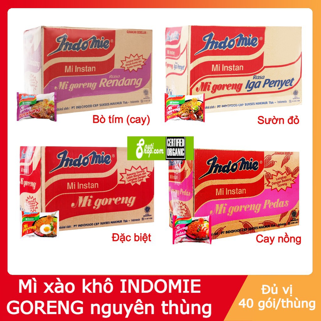 Mì xào khô Goreng Indomie thương hiệu Indofoods ngon số 1 thế giới 1 thùng 40 gói