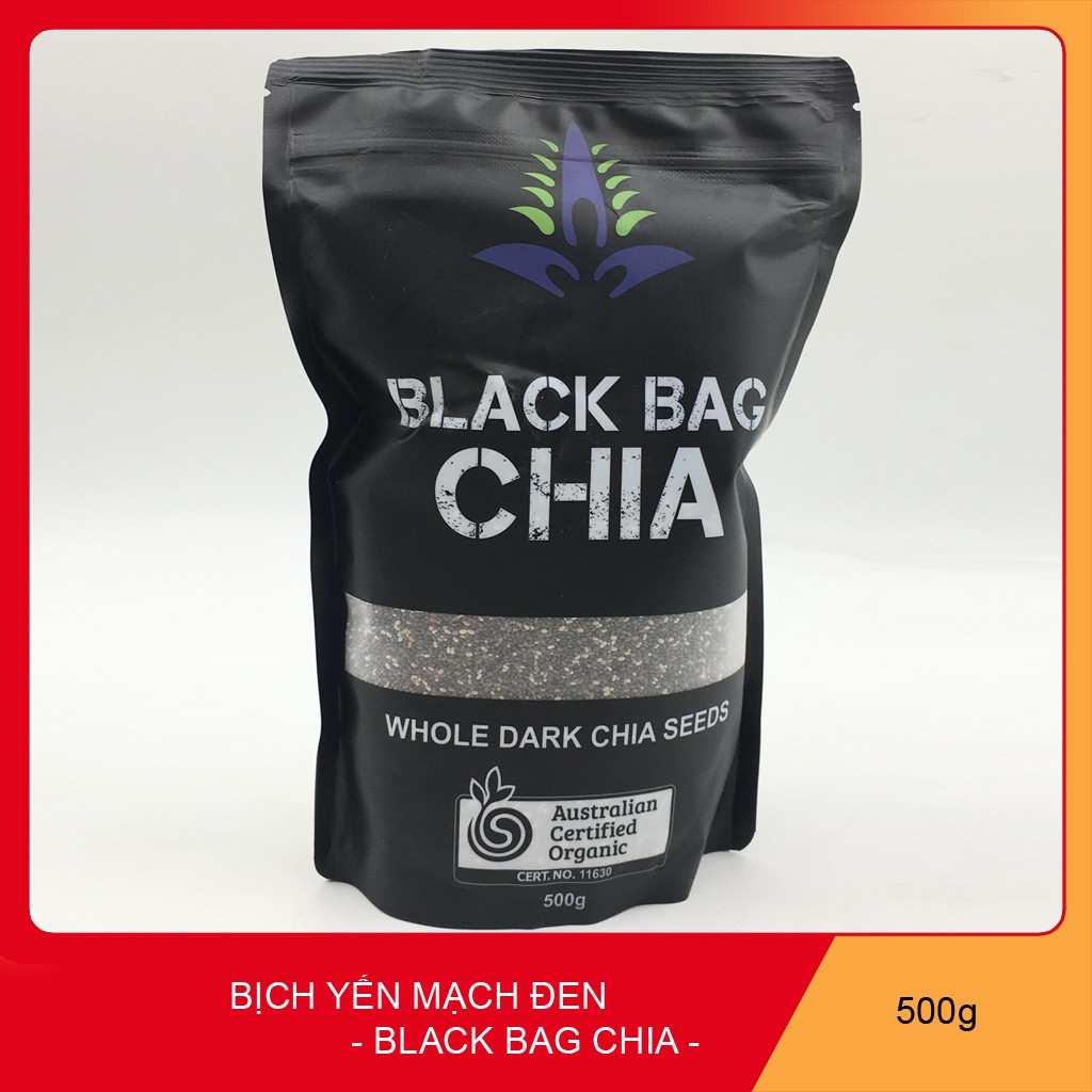 Hạt Chia Úc Organic Chia Seeds Túi Đen 500gr (Hàng Chuẩn) date mới tháng 2022)