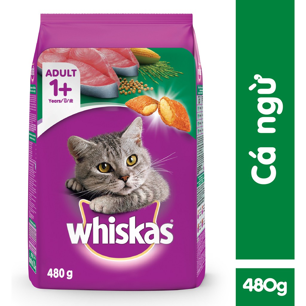 Thức ăn mèo Whiskas vị cá ngừ túi 480g