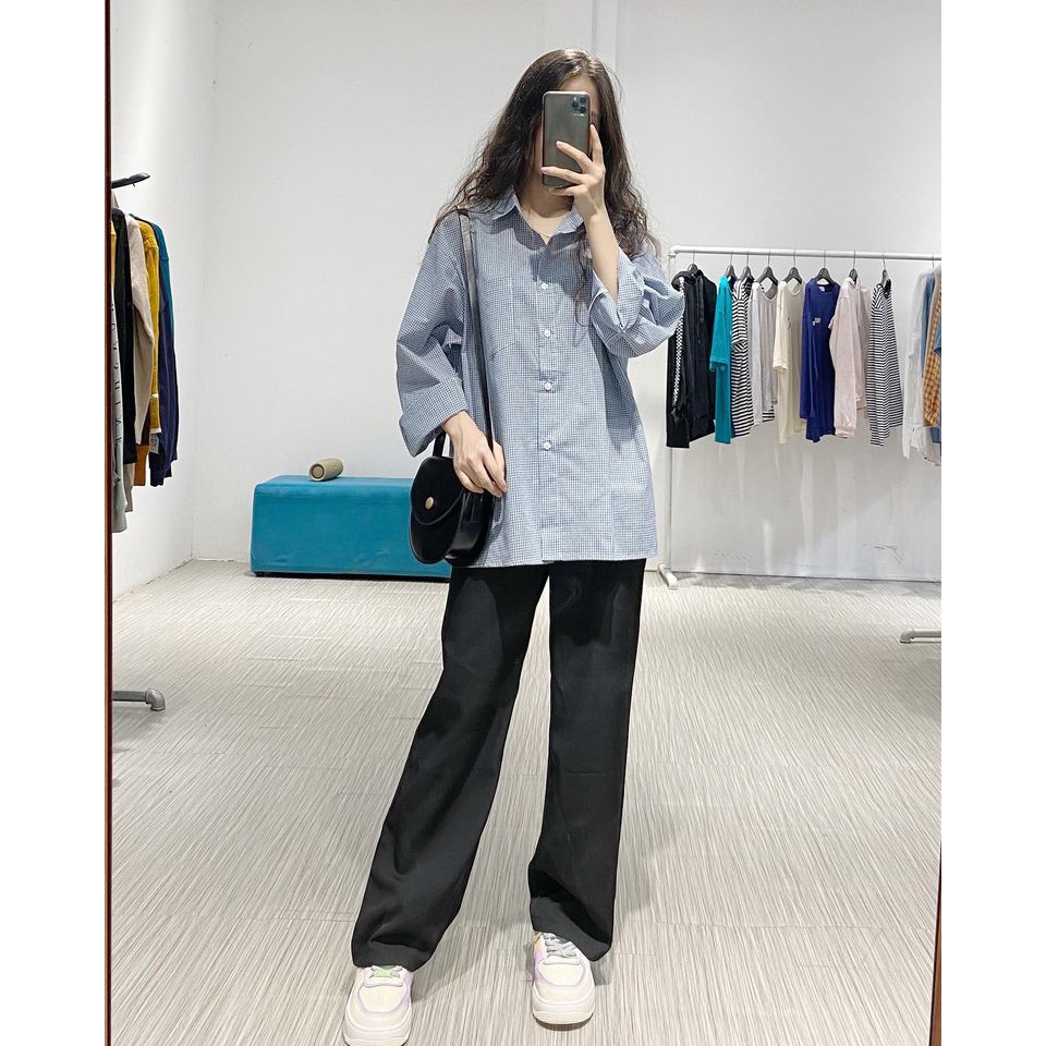 (FREESHIP) Áo sơ mi caro xanh quảng châu cao cấp