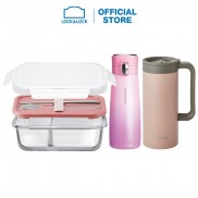 Combo hộp cơm thủy tinh và 2 bình giữ nhiệt Lock&Lock Pinky Girl