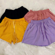 Quần Short Nữ, Freesize Đến 70kg, Chất Thun Dày Dặn Có Dây Rút, Quần Đùi Phối Màu