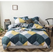 Bộ chăn ga gối cottong poly phong cách Hàn Quốc - Zích zắc vàng xanh