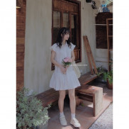 Váy cổ đức tay bèo đuôi cá dáng ngắn Bazic one