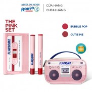 Set son Ofélia x Miracle Apo Flawsome Glow Lip The Pink Set (2 x 2g) + TẶNG Túi Trang điểm Flawsome's Retro Cassette