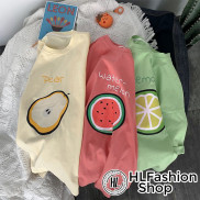 Áo thun tay lỡ nữ phông form rộng freesize dáng Unisex mặc cặp, nhóm, lớp in hình trái cây HLFashion
