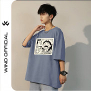 Áo thun tay lỡ WIND phông unisex form rộng cotton Luffy thời trang nam nữ oversize