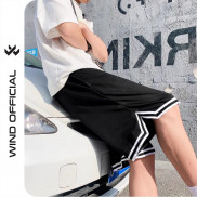 Quần short nam WIND Unisex bóng rổ chữ V, quần đùi lửng thể thao nam nữ mặc nhà