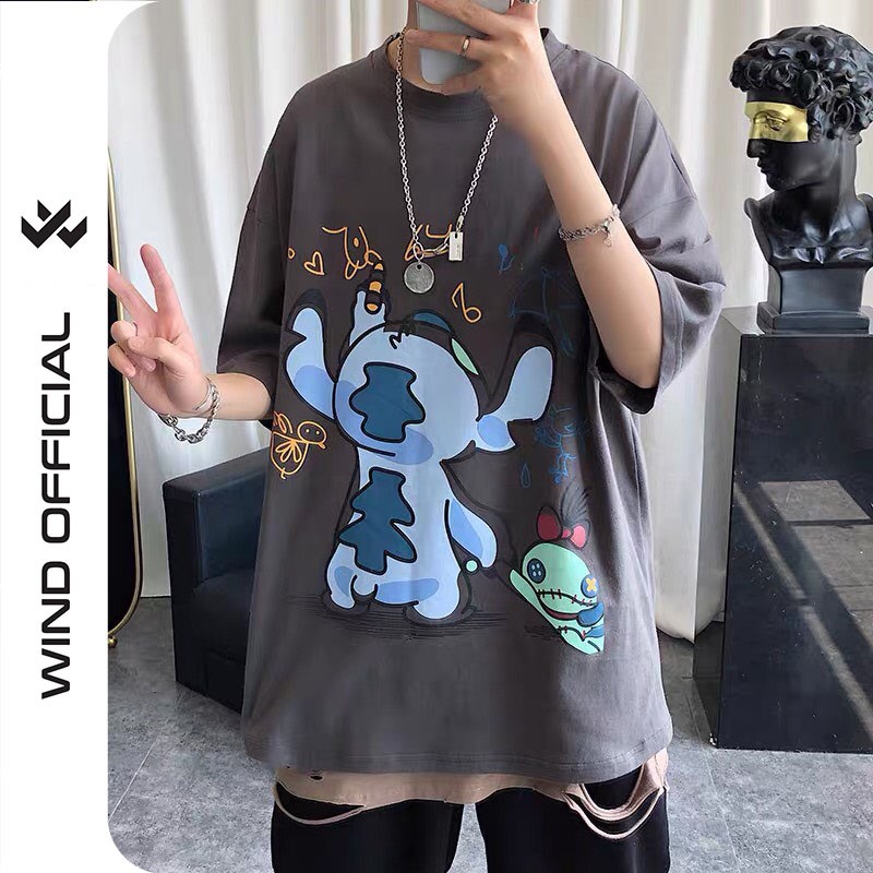 Áo phông nữ WIND tay lỡ unisex form rộng Vẽ Tranh thời trang nam nữ thun oversize