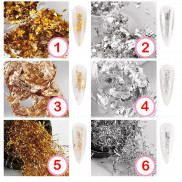 Vụn siêu mỏng vàng và bạc mảnh DIY trang trí lá nghệ thuật móng tay Nhật Bản