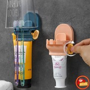 Dụng cụ nặn kem đánh răng dán tường có giá kẹp bàn chải đa năng (NKDT03)