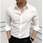 Áo sơ mi nam dài tay cổ bẻ dáng ôm Hàn Quốc vải lụa thái cao cấp chống nhăn chống xù