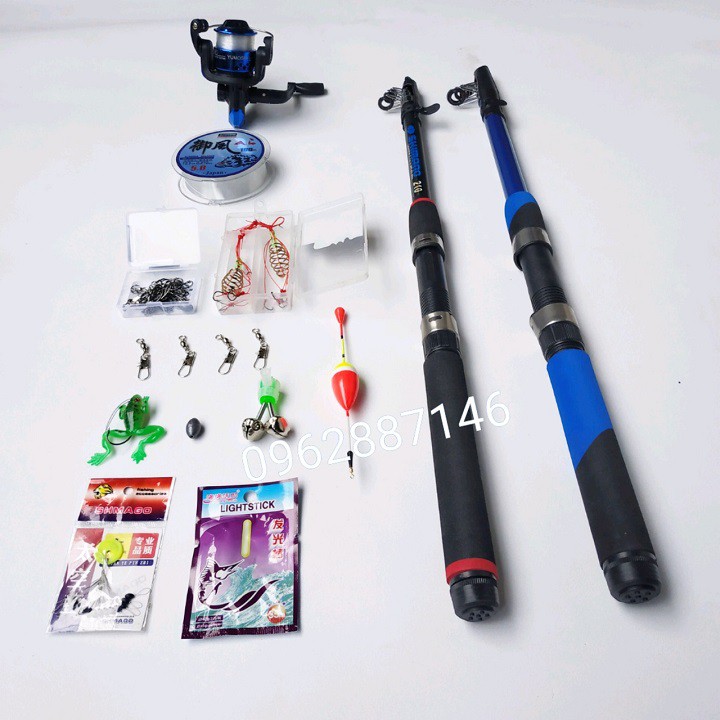 bộ cần câu cá shimano 2m1 kèm máy và phụ kiện đầy đủ