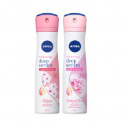 Bộ đôi Xịt serum ngăn mùi NIVEA dưỡng trắng hương hoa hồng Hokkaido & Sakura (150ml x2) (85304+85308)