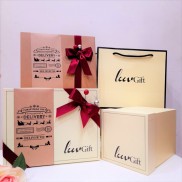 Hộp đựng quà LuvGift kèm túi đựng, hộp quà sinh nhật giấy kraft kèm rơm lót tặng bạn gái/trai