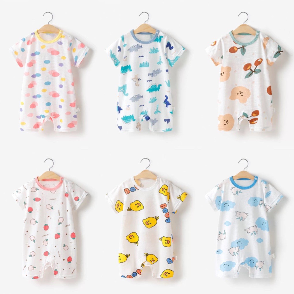 Body cộc tay đáp đũng Bodysuit liền thân thông hơi siêu mát cao cấp cho bé trai bé gái mặc hè Hàng Quảng Châu