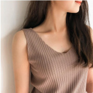 Áo sát nách nữ, áo hai dây cổ chữ V phong cách Hàn Quốc