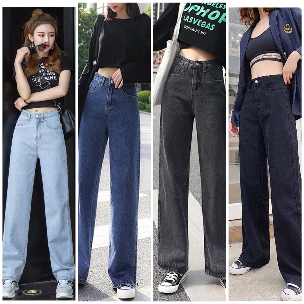 Quần jean baggy suông ống rộng BIG SIZE phom rộng to dài cực đẹp nhiều màu