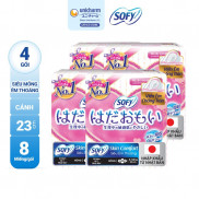 Bộ 4 gói Băng vệ sinh siêu mềm mại Sofy Skin Comfort 23cm có cánh gói 8M (Nhập khẩu)