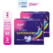  Bộ 2 gói băng vệ sinh Diana siêu thấm Supernight 42cm 3 miếng/gói