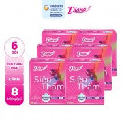  Bộ 6 gói băng vệ sinh Diana siêu thấm cánh Maxi 8 miếng/gói