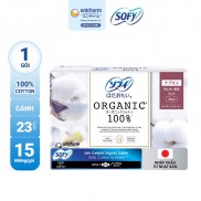  Băng vệ sinh siêu mỏng có cánh Sofy Organic 23cm 100% Cotton (gói 15 miếng)