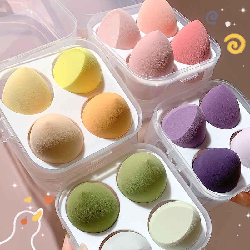 Set 4 mút trứng trang điểm mút giọt nước tán kem nền GECOMO G1007 siêu mịn nhiều màu