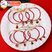 Lắc tay nữ vòng tay bện chỉ đỏ 15323 cầu may mắn, trường thọ, tài lộc đính hạt cao cấp phong cách Hàn Quốc 8 mẫu
