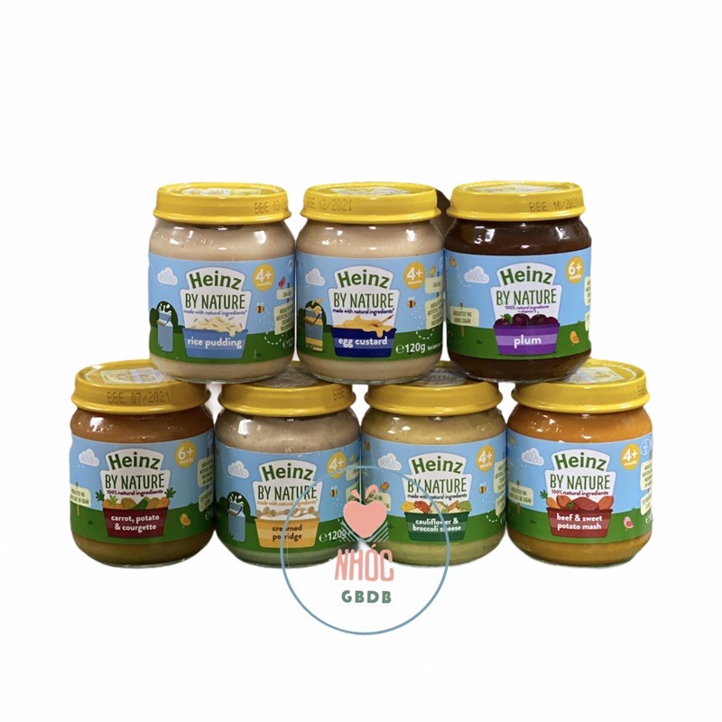 Hũ dinh dưỡng Heinz cho bé 4m+120g nắp vàng (Anh)