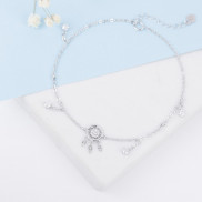 Lắc Chân Bạc Blue Peach Flower Dreamcatcher 2 Viền Đá WG LC258