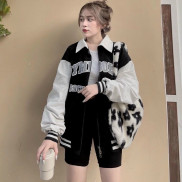 Áo Khoác Nữ, Áo Bomber Phối Cổ Trắng Chất Umi Dày Đẹp/ Free Size