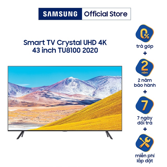 Smart Tivi 4K UHD Samsung 43 inch UA43TU8100KXXV - Miễn phí lắp đặt