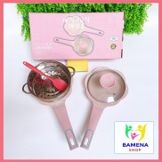 Bộ nồi chảo nấu ăn dặm nấu bột nấu cháo cho bé chống dính kèm chảo và xửng hấp inox cho bé DC18