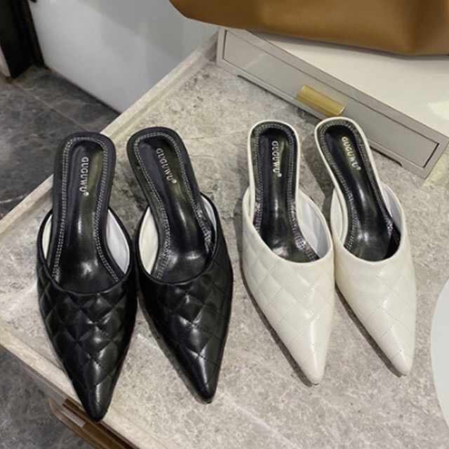 Giày Cao Gót 5P Bít Mũi Trần Trám Mã C7