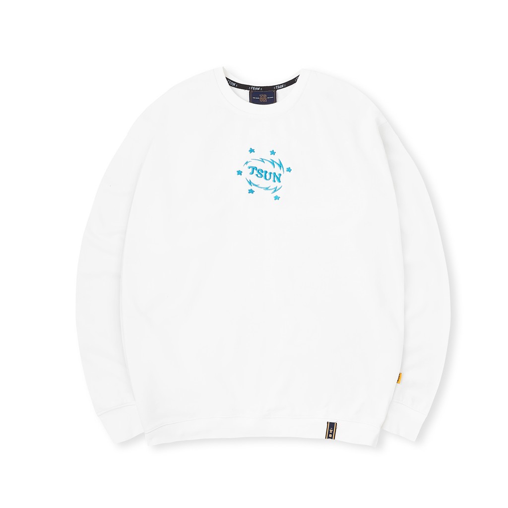 Áo Sweater Basic TSUN - Trắng - Họa tiết Thêu - Unisex
