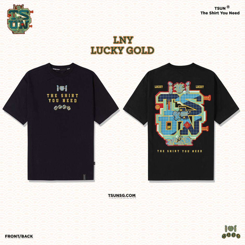 Áo thun TSUN Lucky GOLD - ĐEN - unisex