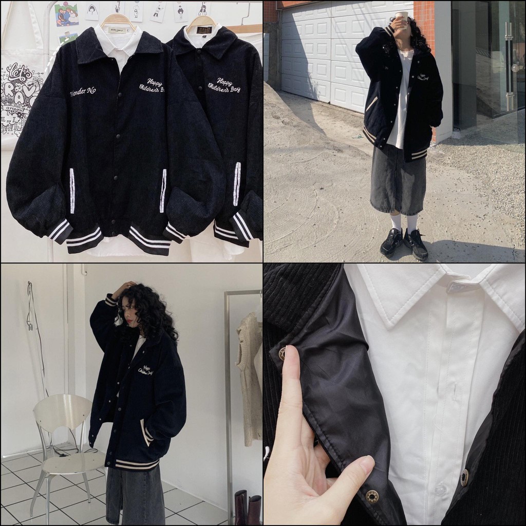 Bomber Thêu chữ WONDER NO (form unisex)