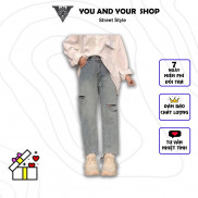 Quần jean YAYSHOP phong cách Uzzang from baggy rách 2 nút chất dày dặn tôn dáng cực hot