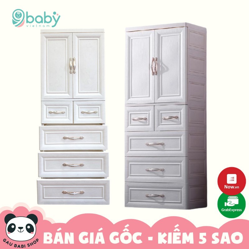 FREESHIP !!! Tủ nhựa 9BABY 5 tầng cao cấp màu trắng
