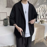 Áo blazer nam nữ form rộng tay lỡ hè thu 2 màu be đen phong cách Hàn Quốc BZ05 Leafa