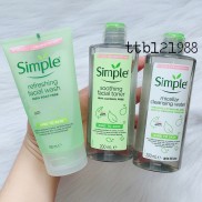 ( Combo ) sửa rửa mặt simple xanh lá+ Toner nước hoa hồng simple dành cho da nhạy cảm