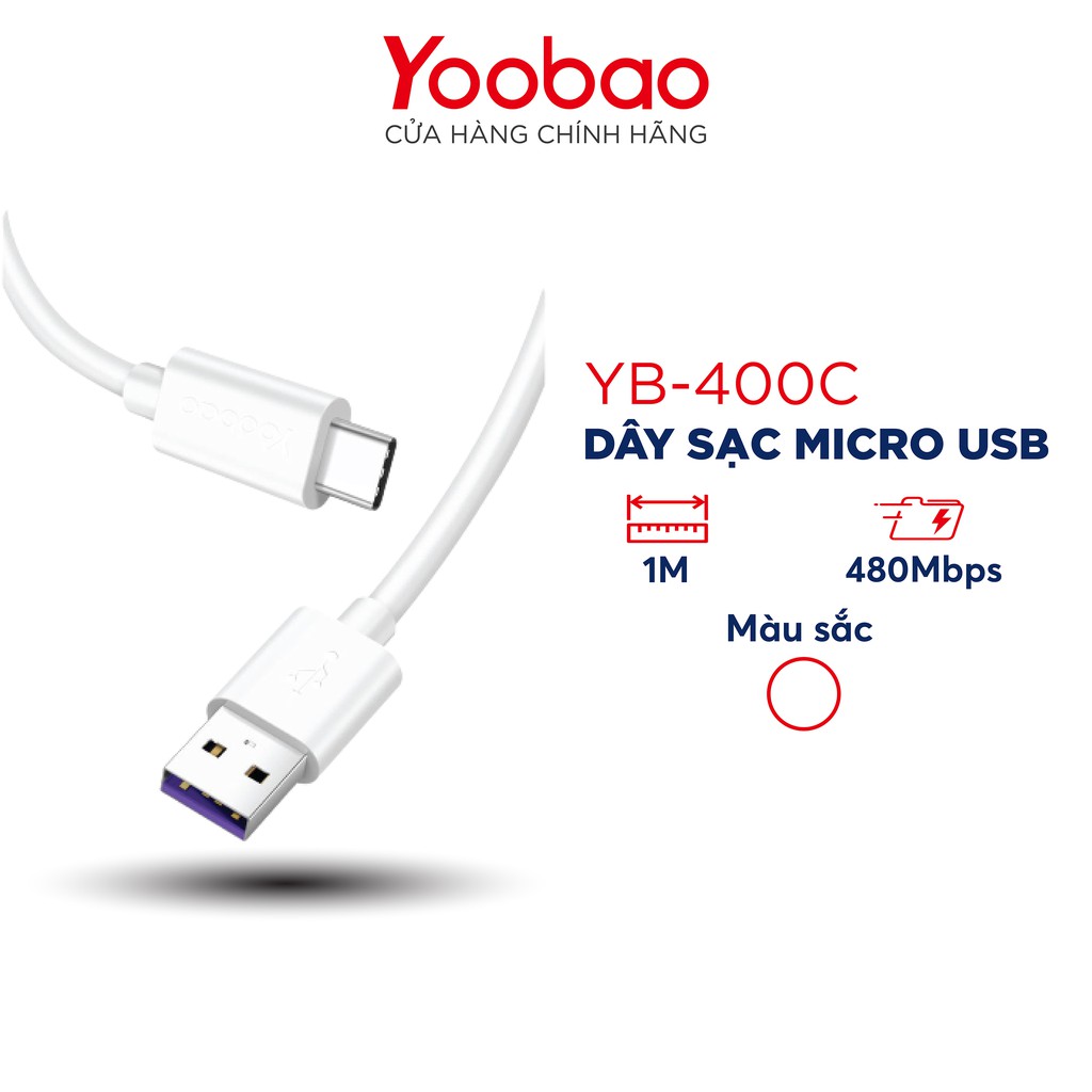 Cáp sạc và truyền dữ liệu USB Type C dài 1m vỏ nhựa TPE YOOBAO YB - 401C Yo_0094 Yo_4221