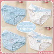 Set 4 QUẦN LÓT BẦU CẠP CHÉO EnjoyPreg SalaHouse chất cotton co giãn 4 chiều cho mẹ bầu và sau sinh - QL01