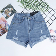 Quần Sọt Jeans Nữ Lưng Cao Chuẩn Form Rách Kiểu (2 màu)