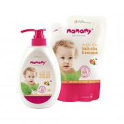 Nước rửa, cọ bình sữa và nước rửa rau củ Mamamy 600ml - Combo 1 chai + 1 túi nước rửa bình sữa Mamamy cùng loại 600ml