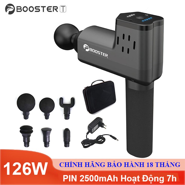 Súng massage cầm tay điều trị đau cơ bắp căng cơ Booster T - 126W, 6 đầu - BẢO HÀNH 12 THÁNG