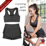 Bộ đồ tập mùa hè quần 2 lớp áo bra croptop có đệm giá rẻ FB03