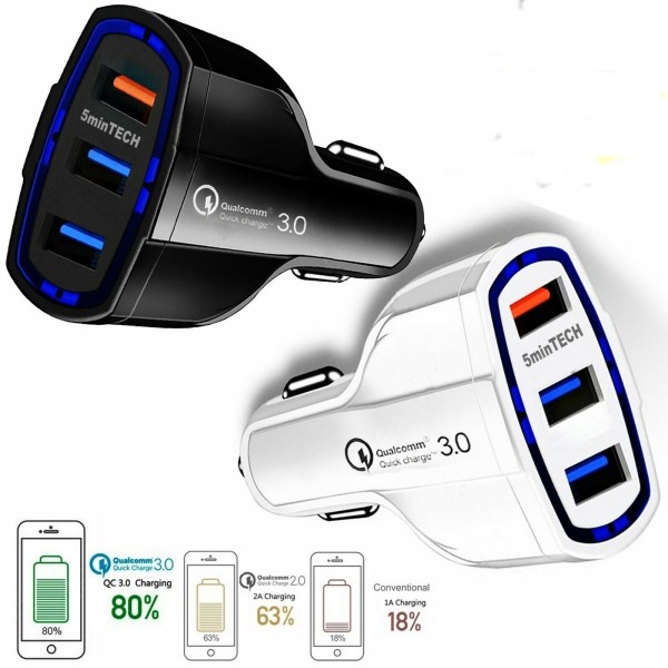Tẩu Sạc Nhanh Thông Minh 3 cổng USB (3.1A/1USB - 7A Max) Cốc Sạc Nhanh Qualcomm Cao Cấp Chuẩn Quick Chagre 3.0