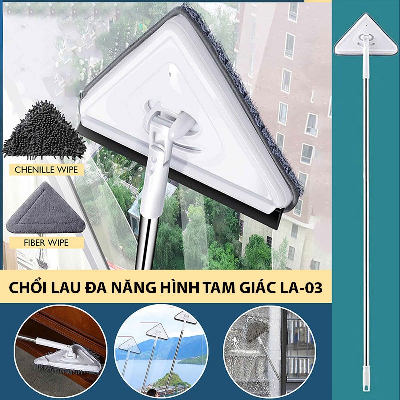 Chổi lau đa năng hình tam giác LA-03 dùng lau cửa kính, lau tường, lau sàn, hàng công ty cao cấp